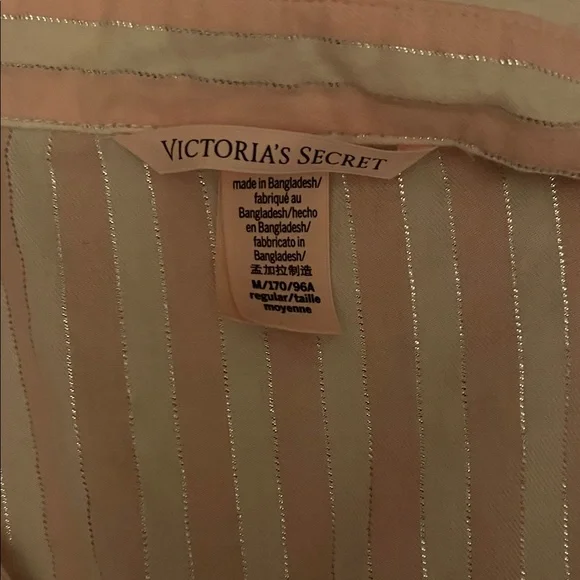 PINK Victoria's Secret Light Pink Striped Pajama Set - Picture 3 of 5